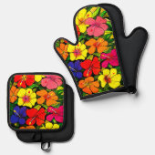 Hibiscus Ovenwant & Pannenlap Set (Voorkant / Achterkant)