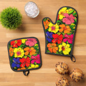 Hibiscus Ovenwant & Pannenlap Set (Top down)