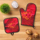 Hibiscus Ovenwant & Pannenlap Set (Top down)