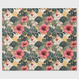 Hibiscus Palm Kokosnoot Gift Wrap Paper Cadeaupapier