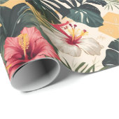 Hibiscus Palm Kokosnoot Gift Wrap Paper Cadeaupapier (Rol Hoek)