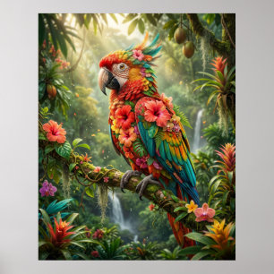 Hibiscus Papegaai Tropic Glow Poster