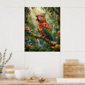Hibiscus Papegaai Tropic Glow Poster (Keuken)