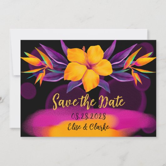 Hibiscus Paradijsvogels Save The Date Kaarten (Voorkant)