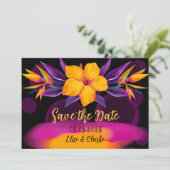 Hibiscus Paradijsvogels Save The Date Kaarten (Staand voorkant)