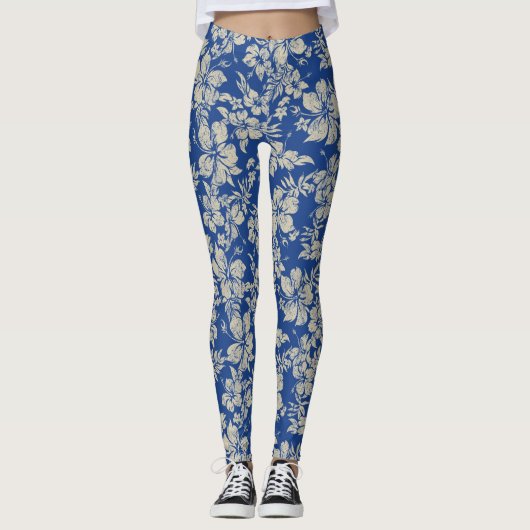 Hibiscus Pareau benauwd Hawaïaans Tropisch Leggings (Voorkant)