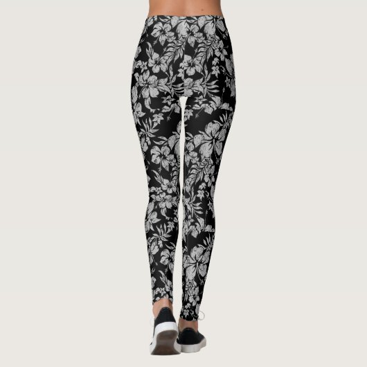 Hibiscus Pareau benauwd Hawaïaans Tropisch Leggings (Achterkant)