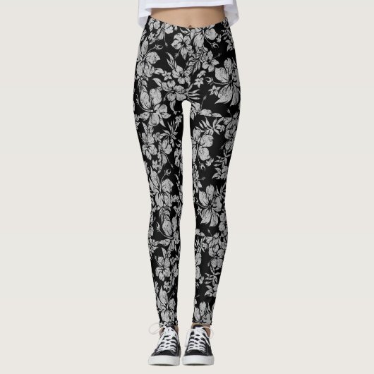 Hibiscus Pareau benauwd Hawaïaans Tropisch Leggings (Voorkant)