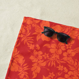 Hibiscus Pareau Distress Hawaiian Floral-Red Strandlaken