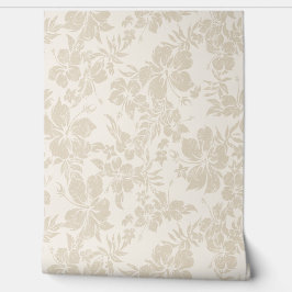 Hibiscus Pareau Distressed Hawaiian Cream Behang