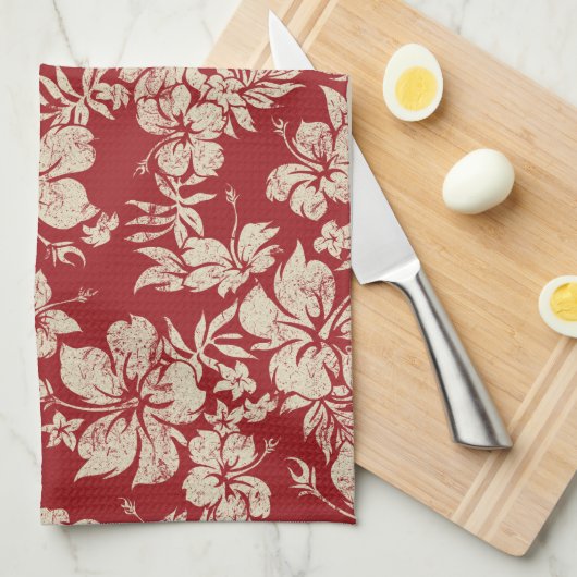 Hibiscus Pareau Hawaïaanse keukenhanddoek (Quarter Fold)