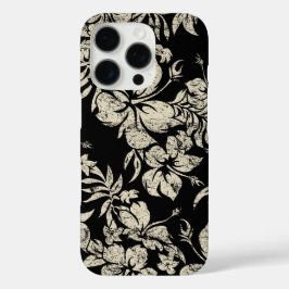 Hibiscus Pareau Hawaiian Floral Black iPhone 16 Pro Hoesje