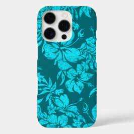 Hibiscus Pareau Hawaiian Floral Blauwgroen iPhone 16 Pro Hoesje