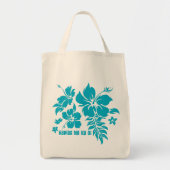 Hibiscus Pareau Hawaiian Floral in Turq voor Tasse Tote Bag (Voorkant)