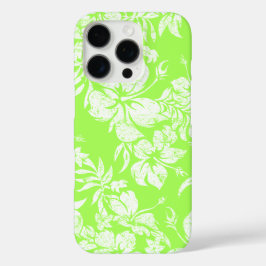 Hibiscus Pareau Hawaiian Floral Lime Green iPhone 16 Pro Hoesje