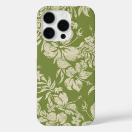 Hibiscus Pareau Hawaiian Floral Moss Green iPhone 16 Pro Hoesje