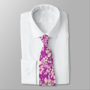 Hibiscus Pareau Hawaiian Floral Radiant Orchid Stropdas