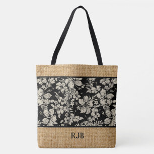 Hibiscus Pareau Hawaiian Monogram Beach Bag Tote Bag