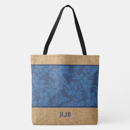 Hibiscus Pareau Hawaiian Monogram Beach Bag Tote Bag (Voorkant)