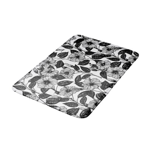 Hibiscus-patroon Badmat (Gekanteld)