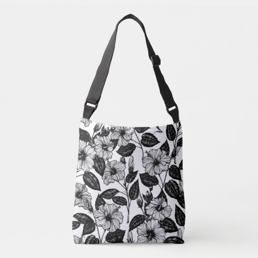 Hibiscus-patroon Crossbody Tas (Voorkant)
