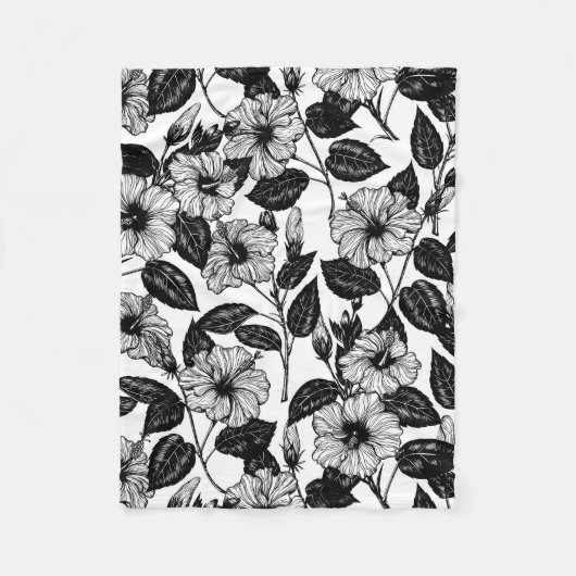 Hibiscus-patroon Fleece Deken (Voorkant)