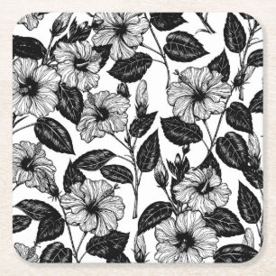 Hibiscus-patroon Kartonnen Onderzetters
