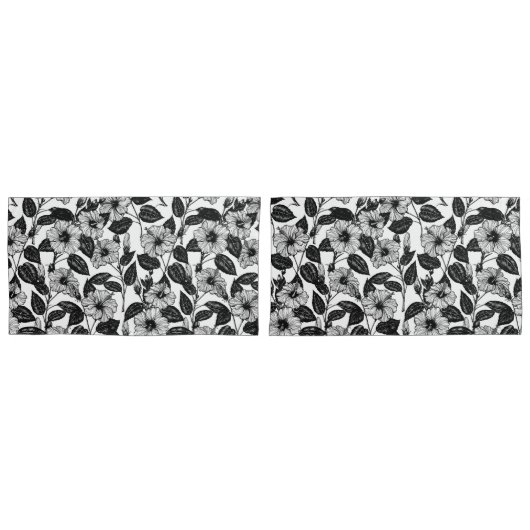 Hibiscus-patroon Kussensloop (Voorkant-Set)