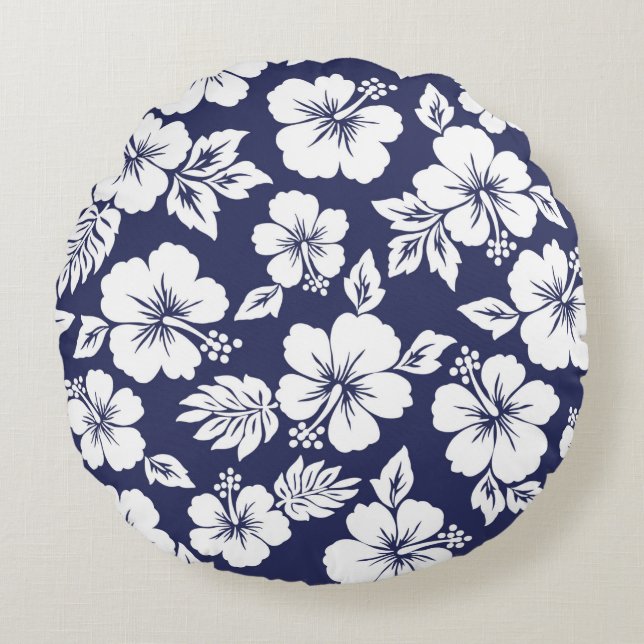 Hibiscus-patroon Rond Kussen (Voorkant)