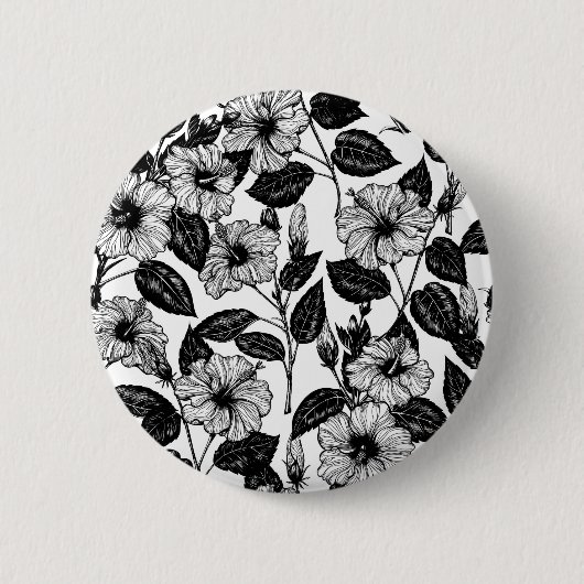 Hibiscus-patroon Ronde Button 5,7 Cm (Voorkant)