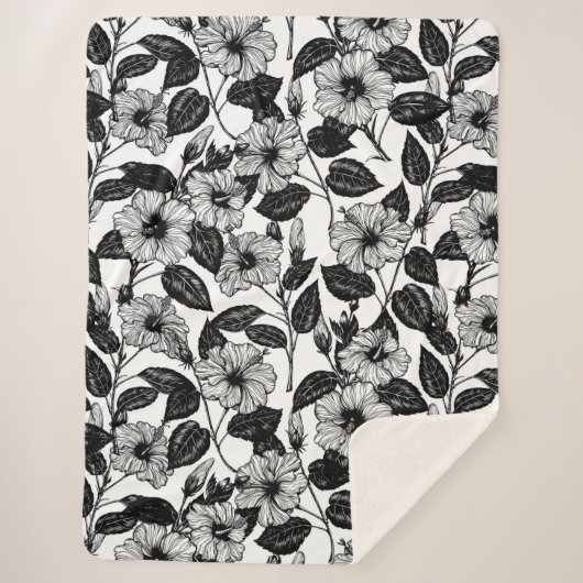 Hibiscus-patroon Sherpa Deken (Voorkant)