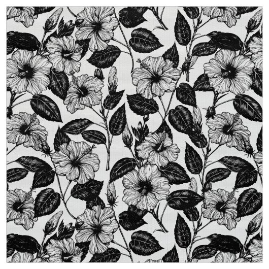 Hibiscus-patroon Stof (Swatch)