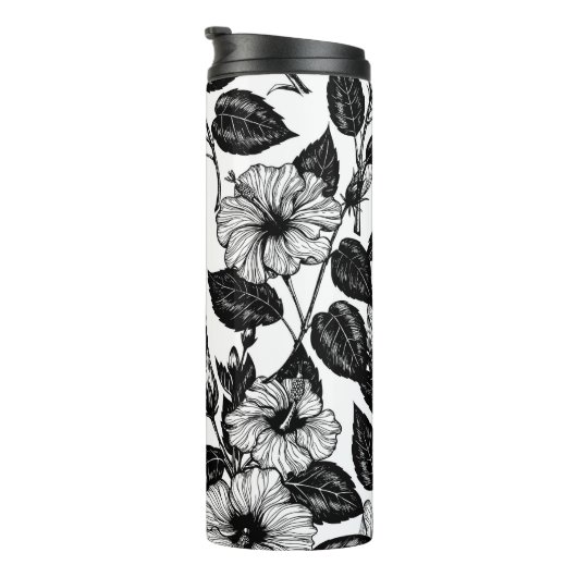 Hibiscus-patroon Thermosbeker (Geroteerd rechts)