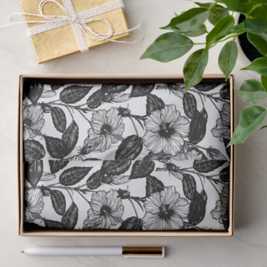 Hibiscus-patroon Tissuepapier (Geschenk)