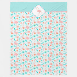 Hibiscus Pattern Pink Flamingo Fleece Deken