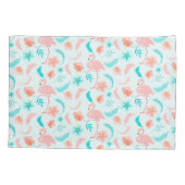 Hibiscus Pattern Pink Flamingo Kussensloop (Achterkant)