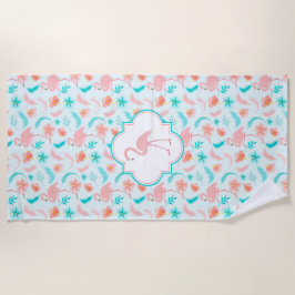 Hibiscus Pattern Pink Flamingo Strandlaken