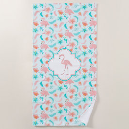 Hibiscus Pattern Pink Flamingo Strandlaken