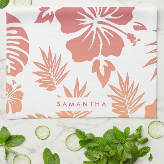 Hibiscus Pattern Theedoek (Gevouwen)