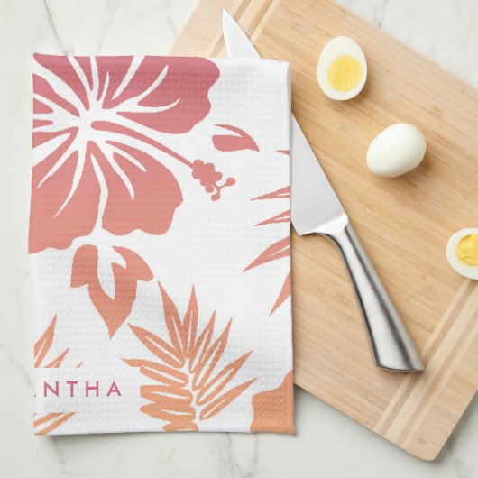 Hibiscus Pattern Theedoek (Quarter Fold)