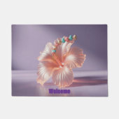 Hibiscus Peach Lavender Doormat Deurmat (Voorkant)