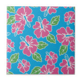 Hibiscus Pink Blue Tegeltje (Voorkant)