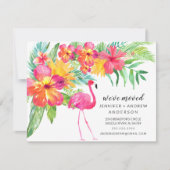 Hibiscus Pink Flamingo Moving Announement Kaart (Voorkant)