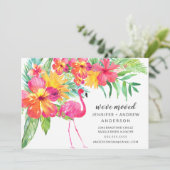 Hibiscus Pink Flamingo Moving Announement Kaart (Staand voorkant)