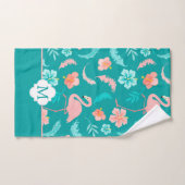 Hibiscus Pink Flamingo Tropical Monogram Bad Handdoek (Handdoek)