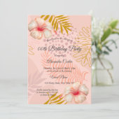 Hibiscus Pink Tropic Floral Birthday Party Kaart (Staand voorkant)