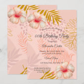 Hibiscus Pink Tropic Floral Birthday Party Kaart (Voorkant / Achterkant)