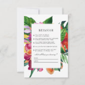 Hibiscus, Plumeria & Palm Funny Wedding RSVP Kaart (Achterkant)
