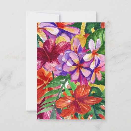 Hibiscus, Plumeria & Palm Modern Trouw RSVP Kaart (Achterkant)