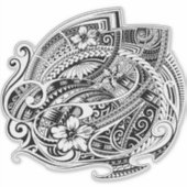 HIBISCUS POLYNESIAANS STAMMENBLOK STICKER (Voorkant)